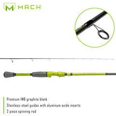 Lew's MACH 2 6'6 med-fast rod guides reduce line friction for smoother casts.