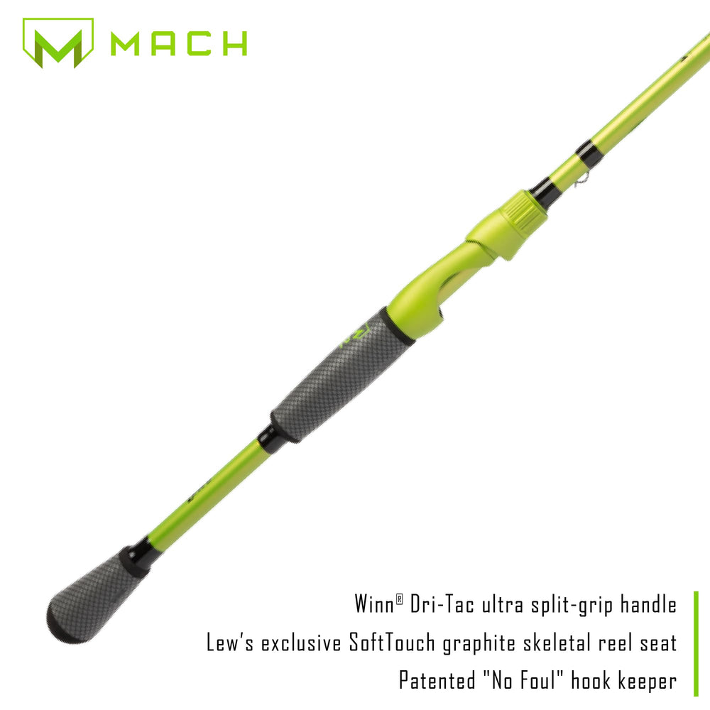 Lew's MACH 2 6'6 med-fast rod handle features Winn Dri-Tac grip for all-day comfort.