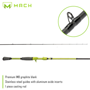Lew's MACH 2 7'3" Hvy Fast Cast Rod reel seat closeup with softtouch grip.