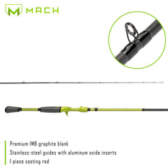 Lew's MACH 2 7'3" Hvy Fast Cast Rod reel seat closeup with softtouch grip.