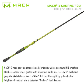 Lew's MACH 2 reel seat close-up with softtouch graphite skeletal support for comfort.