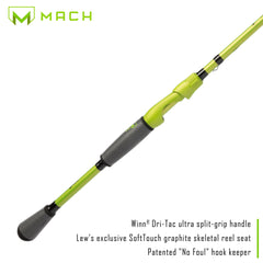 Lew's MACH 2 aluminum oxide inserts reduce friction for long casts.