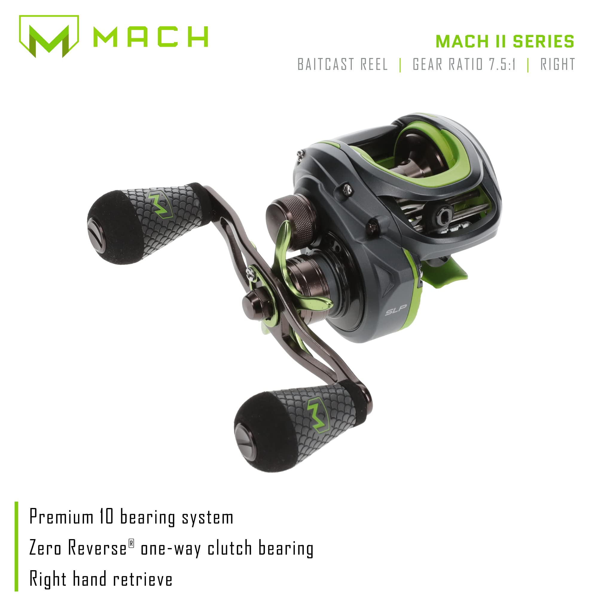 Lews MACH 2 anodized spool provides durability and smooth casting.