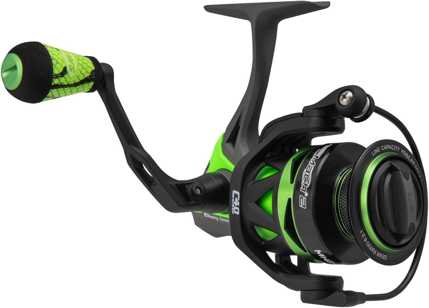 Lew's Mach 2 Metal Spin 200 body view shows lightweight aluminum frame for versatile fishing performance.