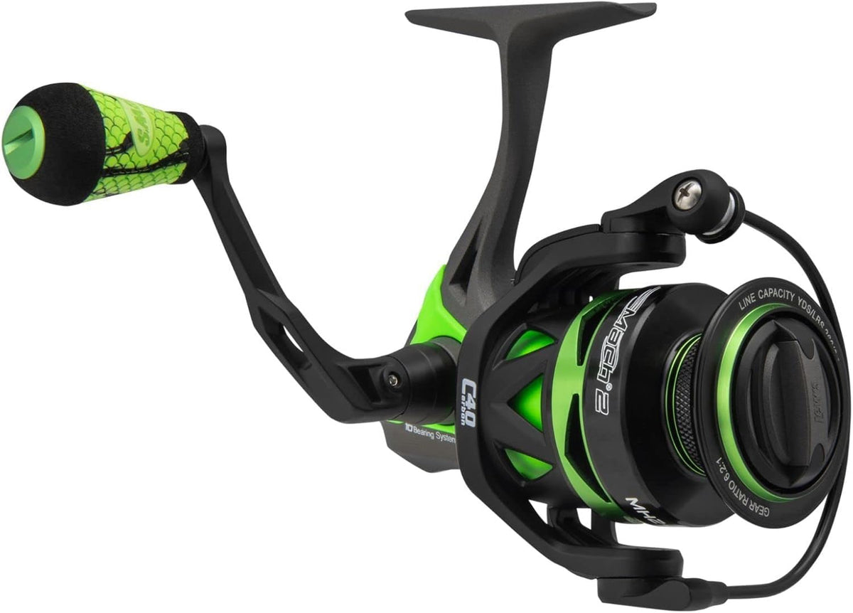 Lew's Mach 2 Metal Spin 200 body view shows lightweight aluminum frame for versatile fishing performance.