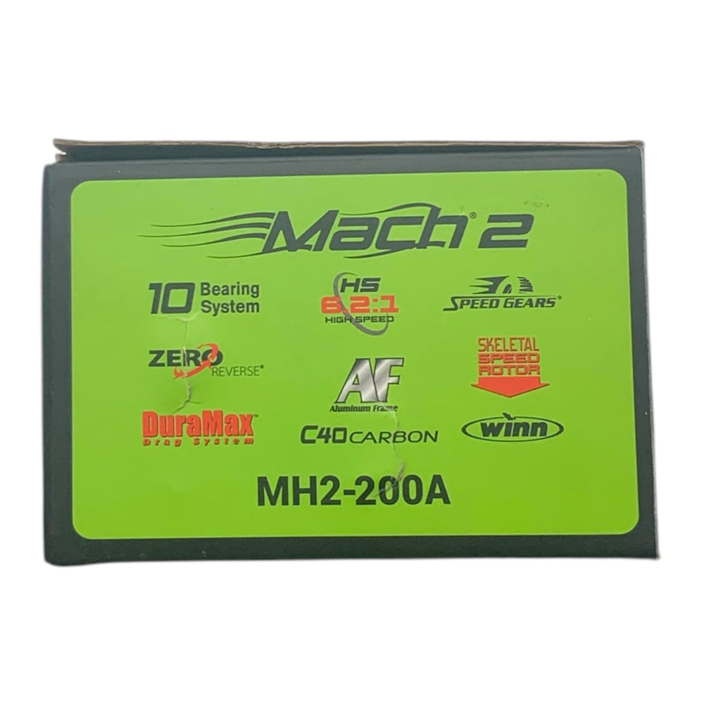 Lew's Mach 2 Metal Spin 200 Winn Dri-Tac knob offers comfortable grip.