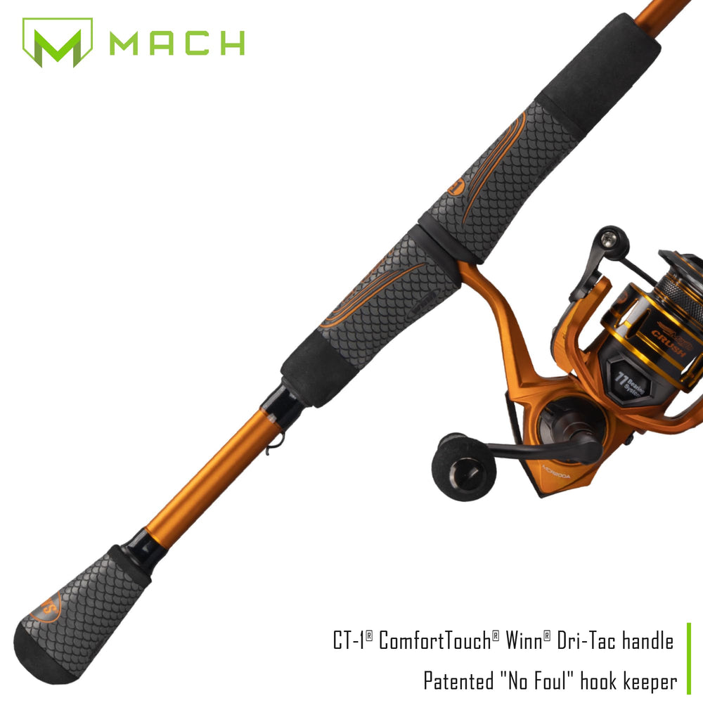 Lew's Mach Crush 30 Spin brass gears deliver reliable torque during retrieves.