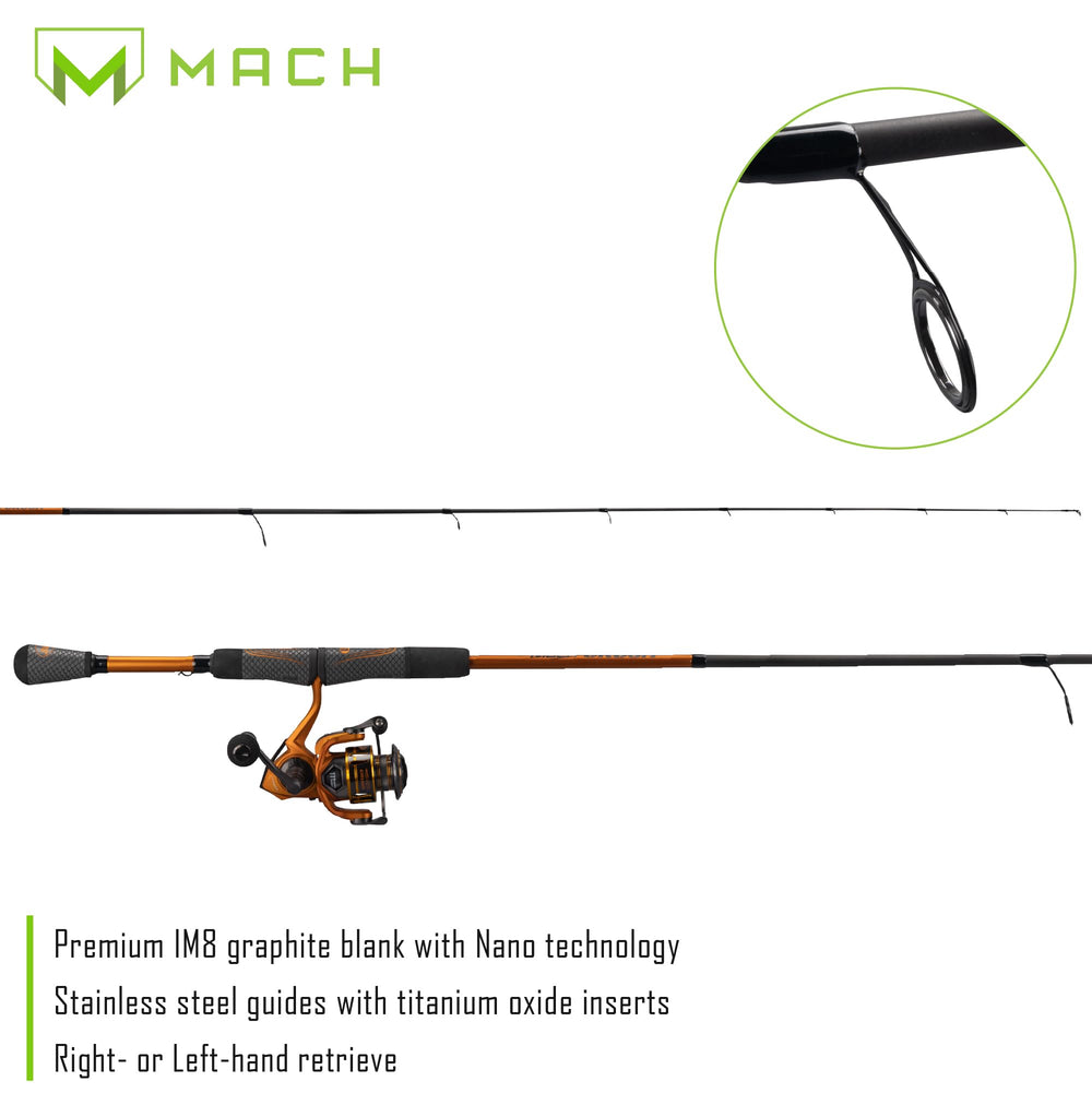 Lew's Mach Crush 30 Spin graphite rotor provides consistent casting feel.