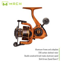 Lew's MACH Crush Spin Reel with braid-ready spool supports braided line performance.