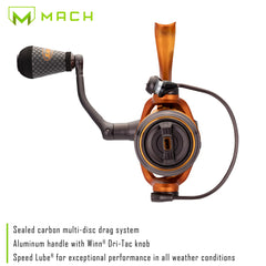 Lew's MACH Crush Spin Reel Zero Reverse clutch enhances casting control.