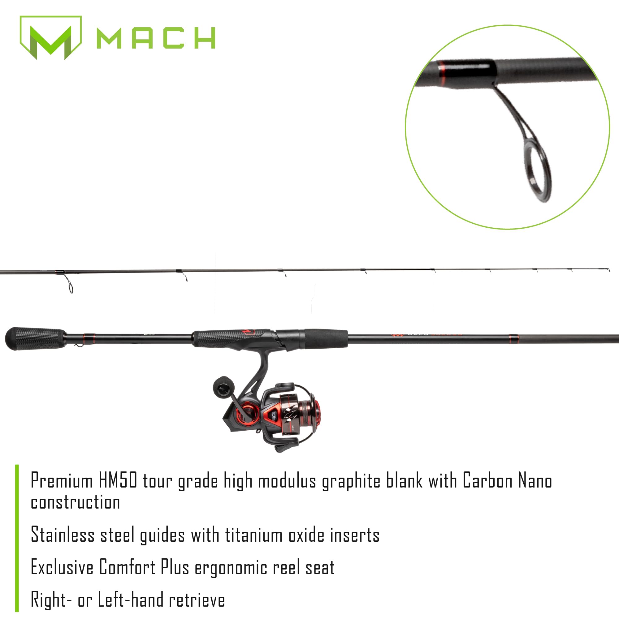 Lew's MACH Jacked HM50 graphite blank emphasizes premium sensitivity.