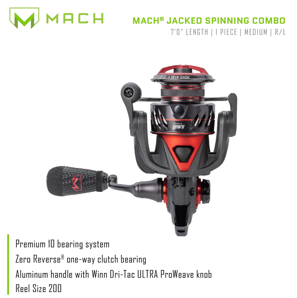 Lew's MACH Jacked spinning reel mounted for smooth, controlled retrieves.