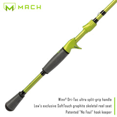 Lew's MACH2 6'8" rod features aluminum oxide inserts for durability and smooth line travel.