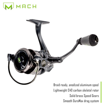 Lew's MACH2 IM8 graphite blank closeup emphasizes lightweight sensitivity.