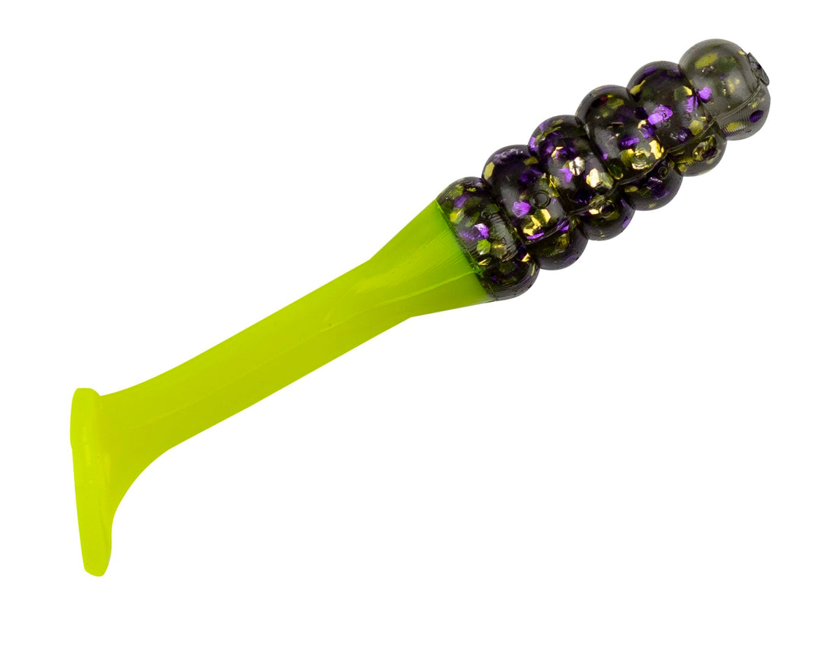 Lew's Mr. Crappie Slabalicious Who Dat lure with paddle-tail action to attract crappie