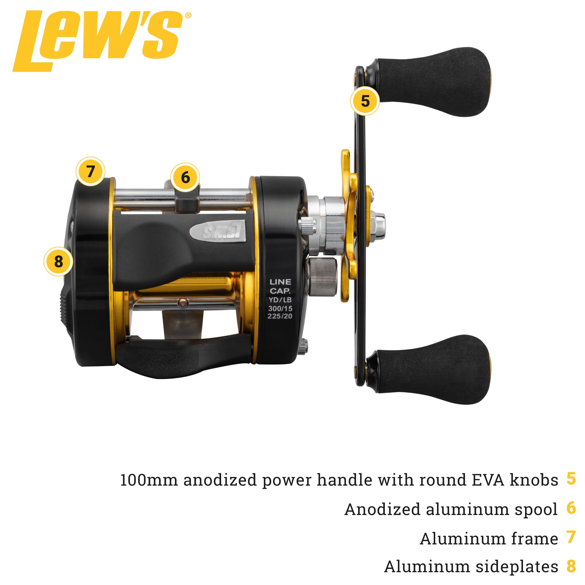 Aluminum frame and sideplates of Lew's Speed Cast reel