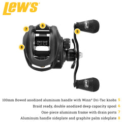 6.5:1 gear ratio on Lew's SuperDuty 300 left-hand baitcast reel