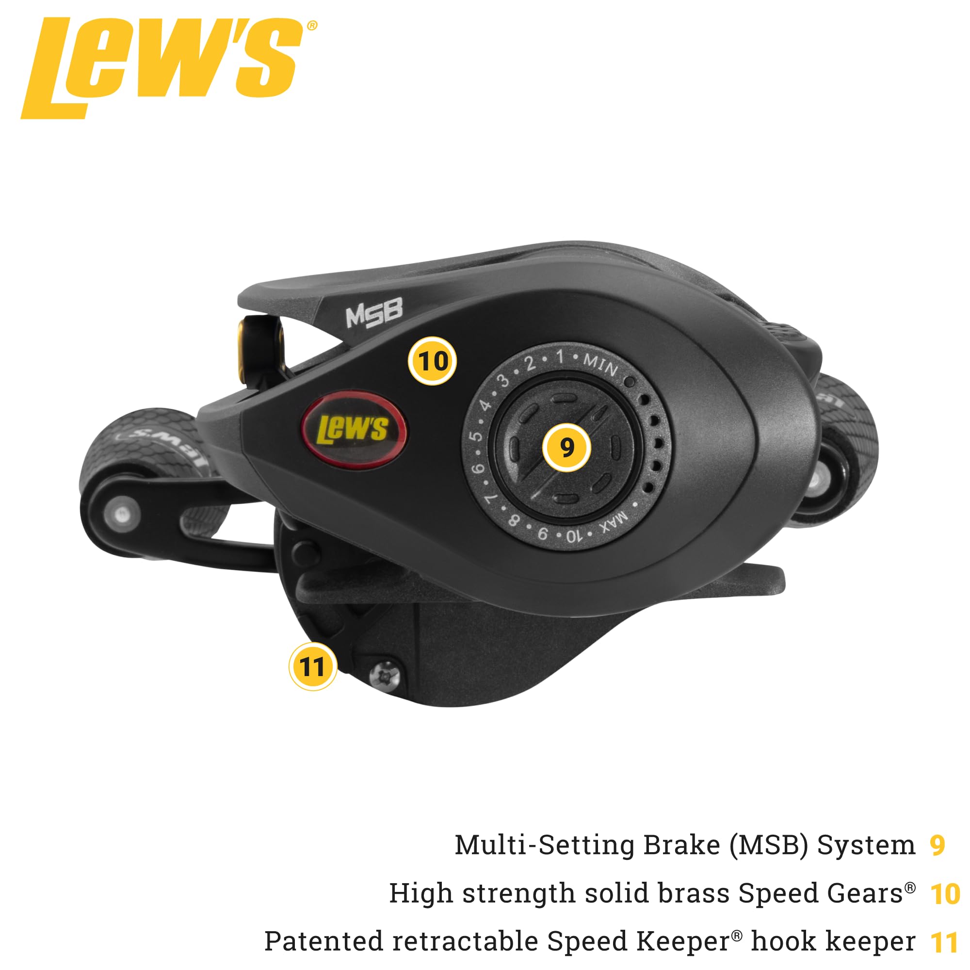Lew's SuperDuty 300 brass gears deliver smooth, reliable rotation.