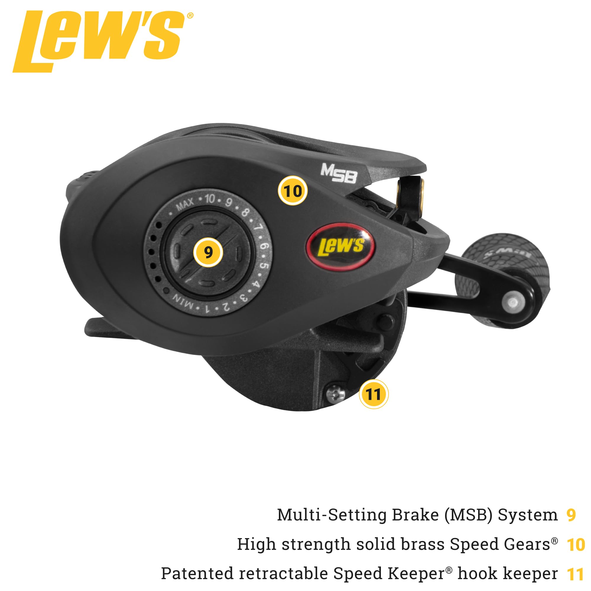 Lew's SuperDuty 300 speed-brake system enables controlled, accurate casts.