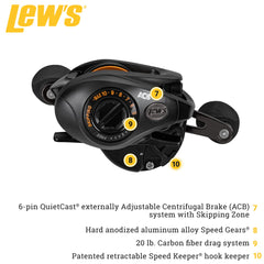 QuietCast externally adjustable centrifugal brake on Lew's Pro SP reel