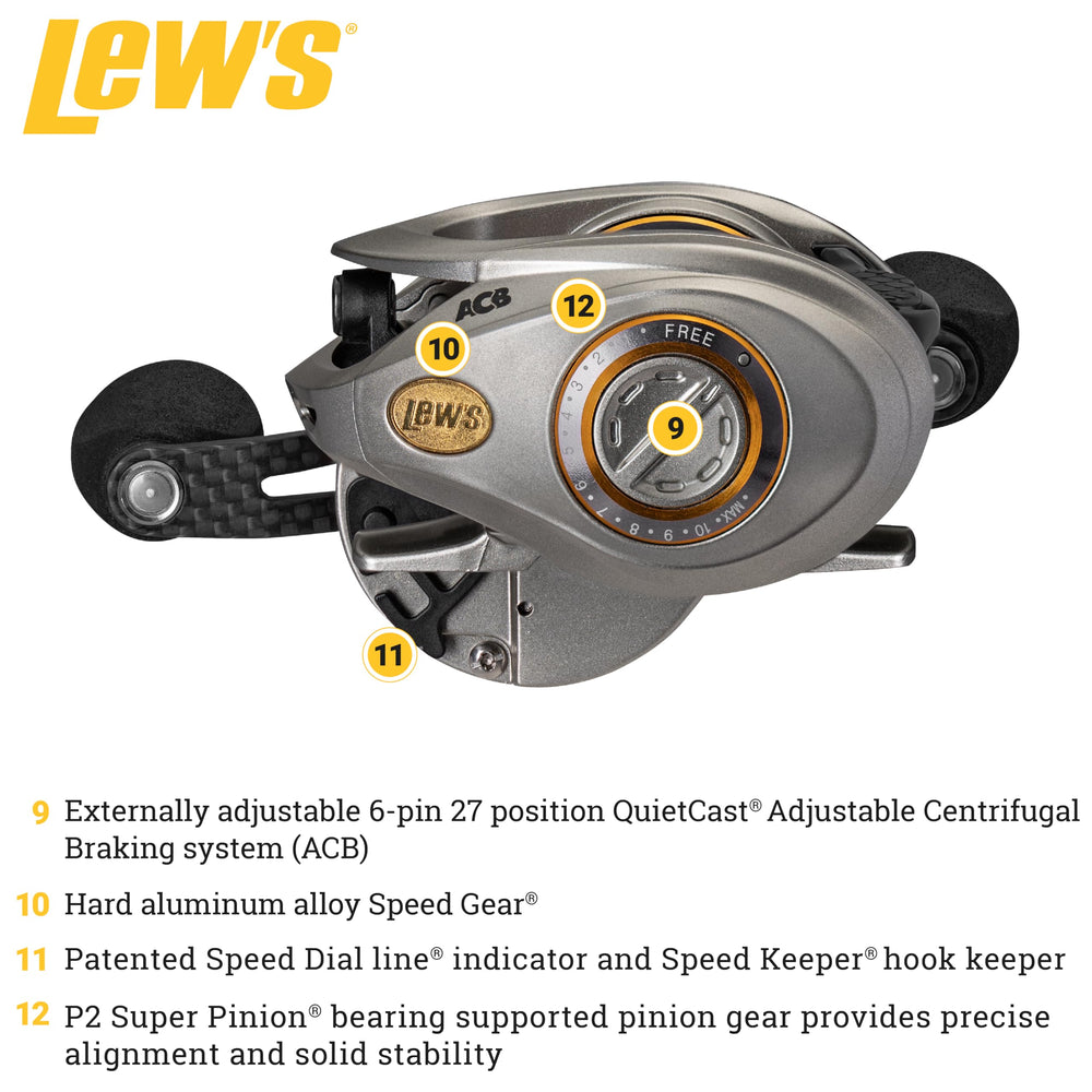 Lew's zero-reverse clutch ensures consistent retrieves and control.