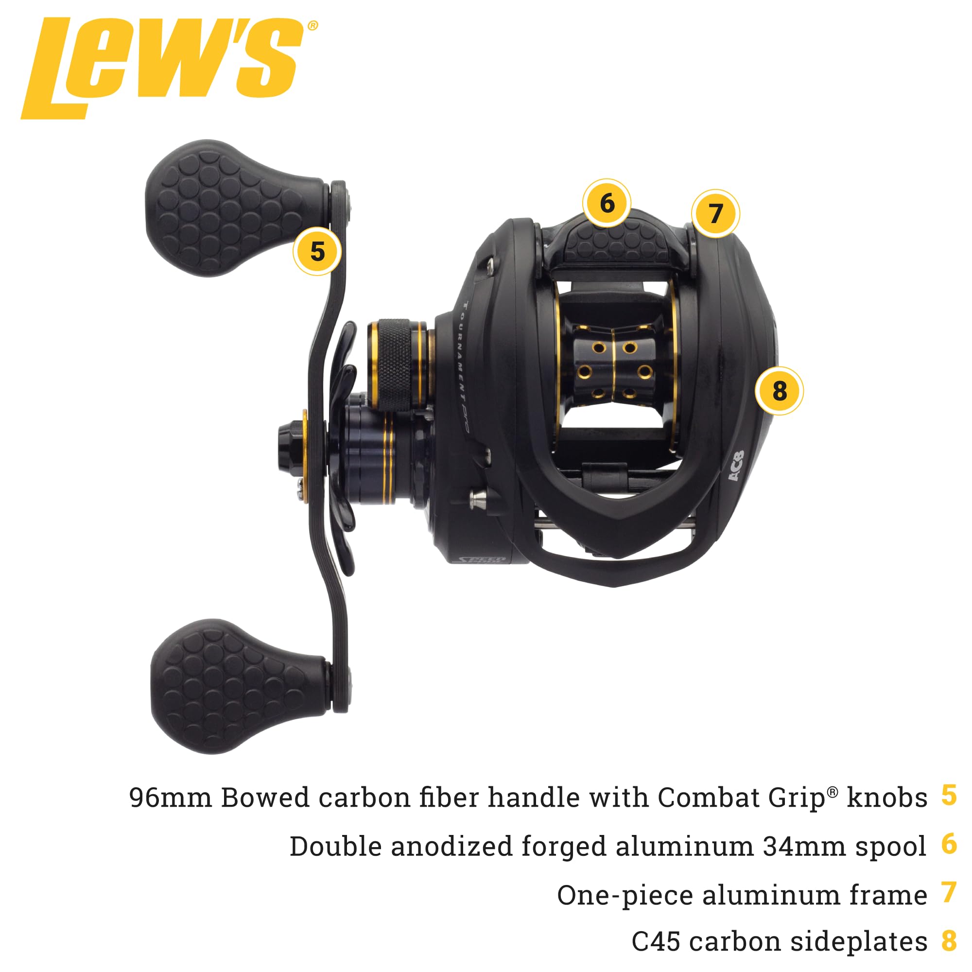 Lew's Tournament Pro LFS gear system with 11 bearings delivers smooth retrieves.