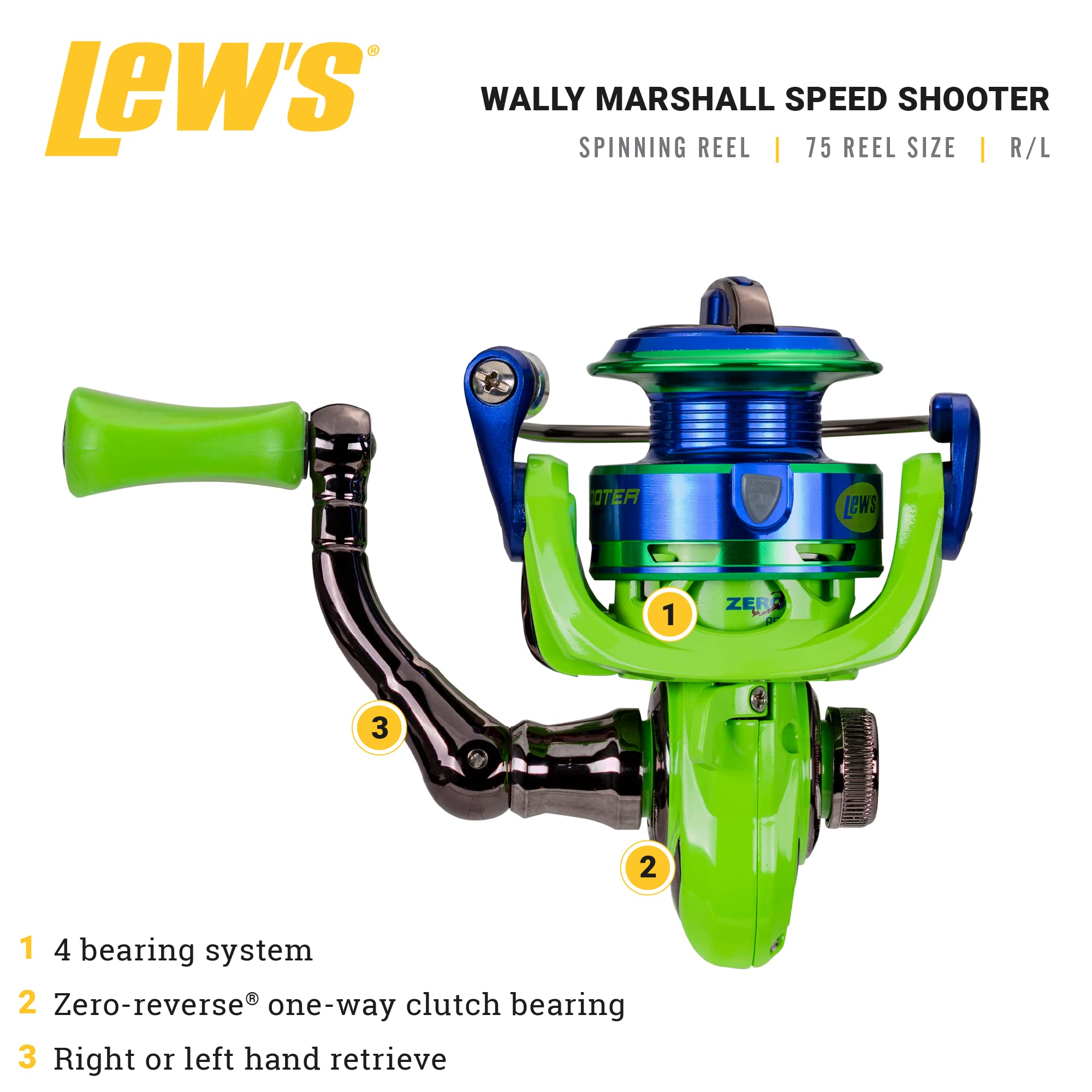 Lew's Speed Shooter 75 spool closeup shows smooth line release for precise casts.