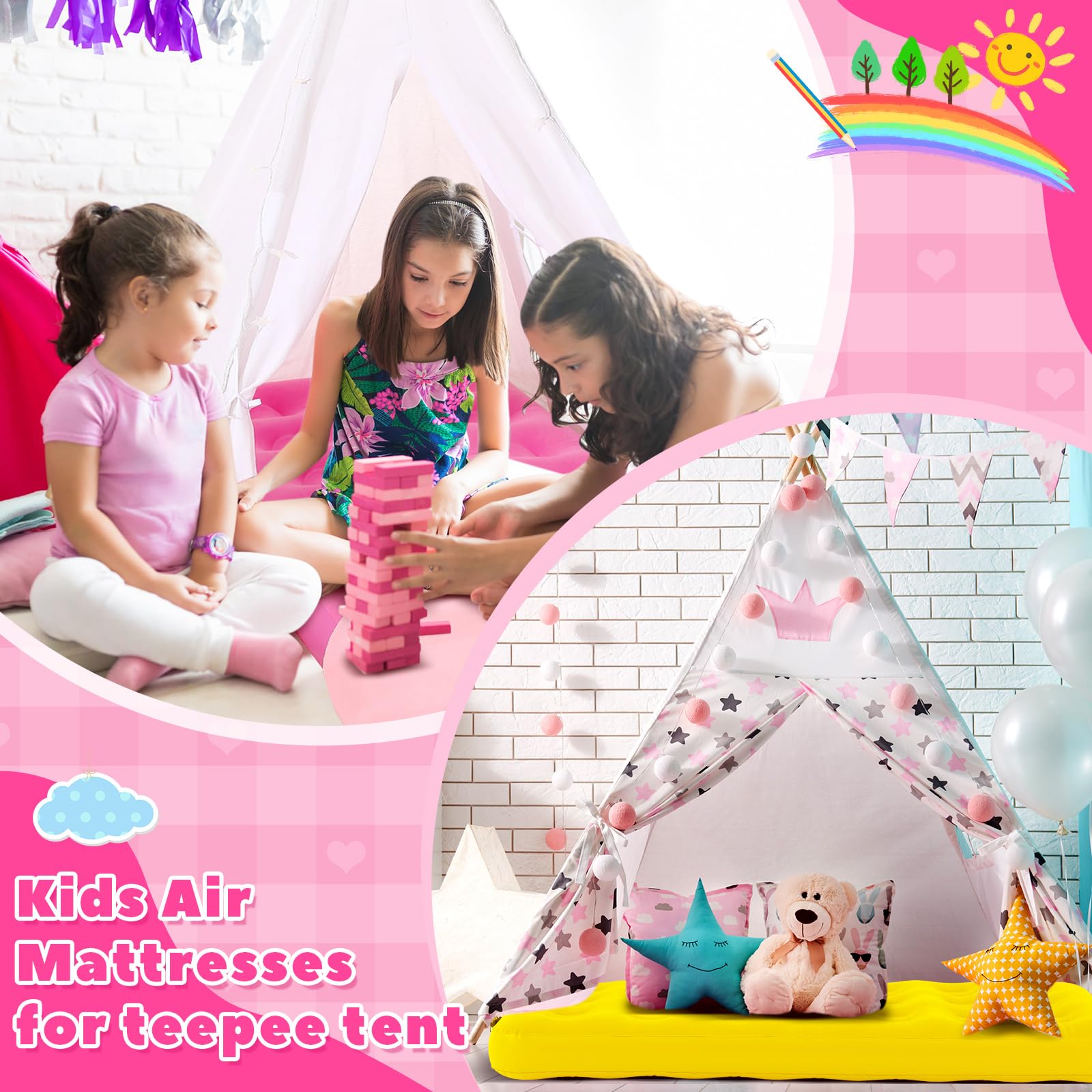Leyndo kids air mattress green top view designed for quick sleepover setups