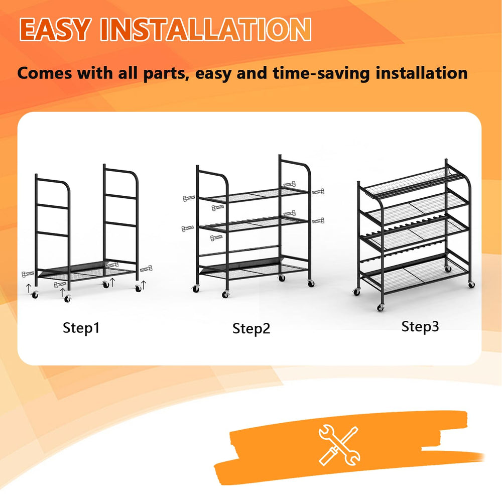 Lezbanz gear organizer frame helps keep tackle boxes and reels visible.