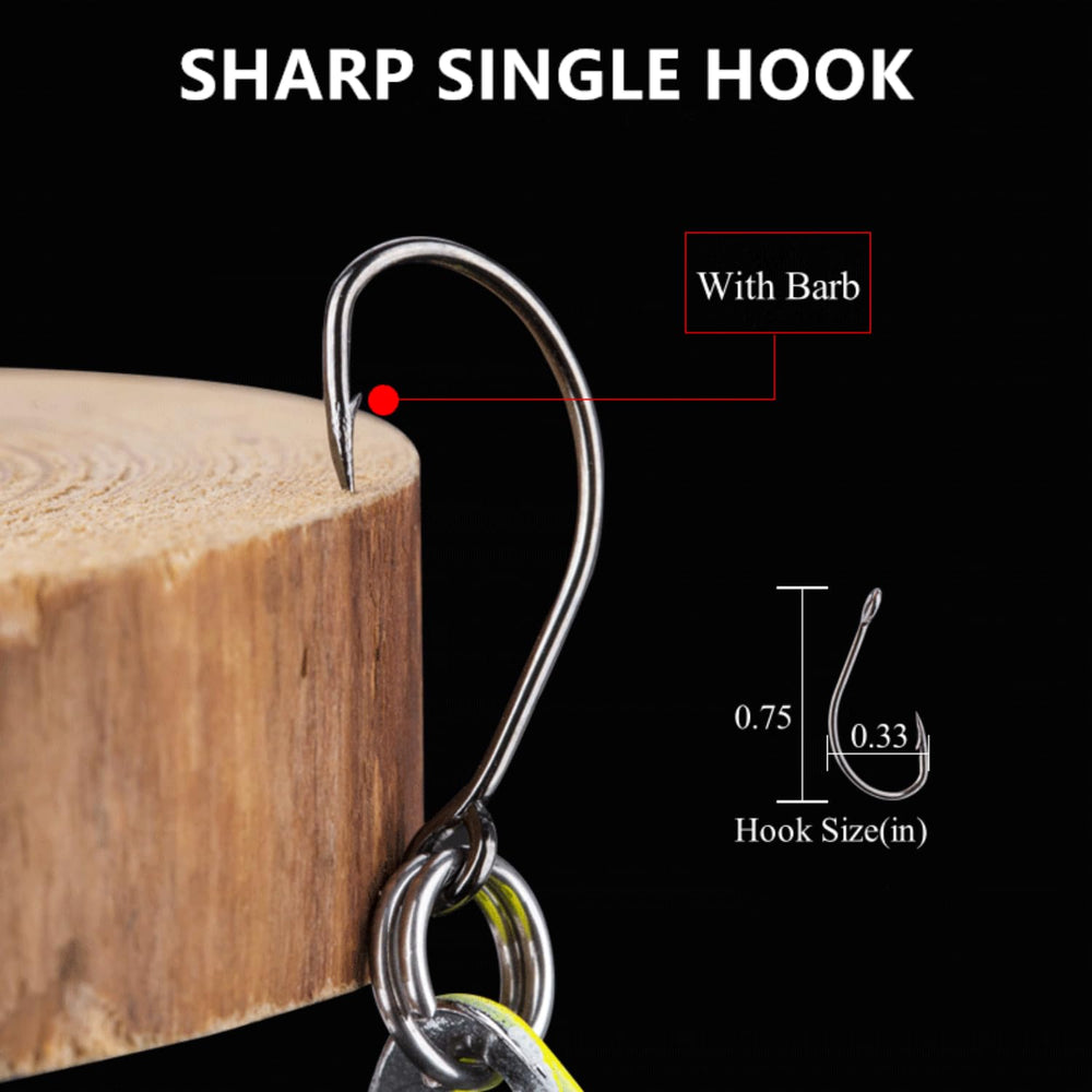 LEZUAN Spoon with barbed single hook eases release and secure hookups.