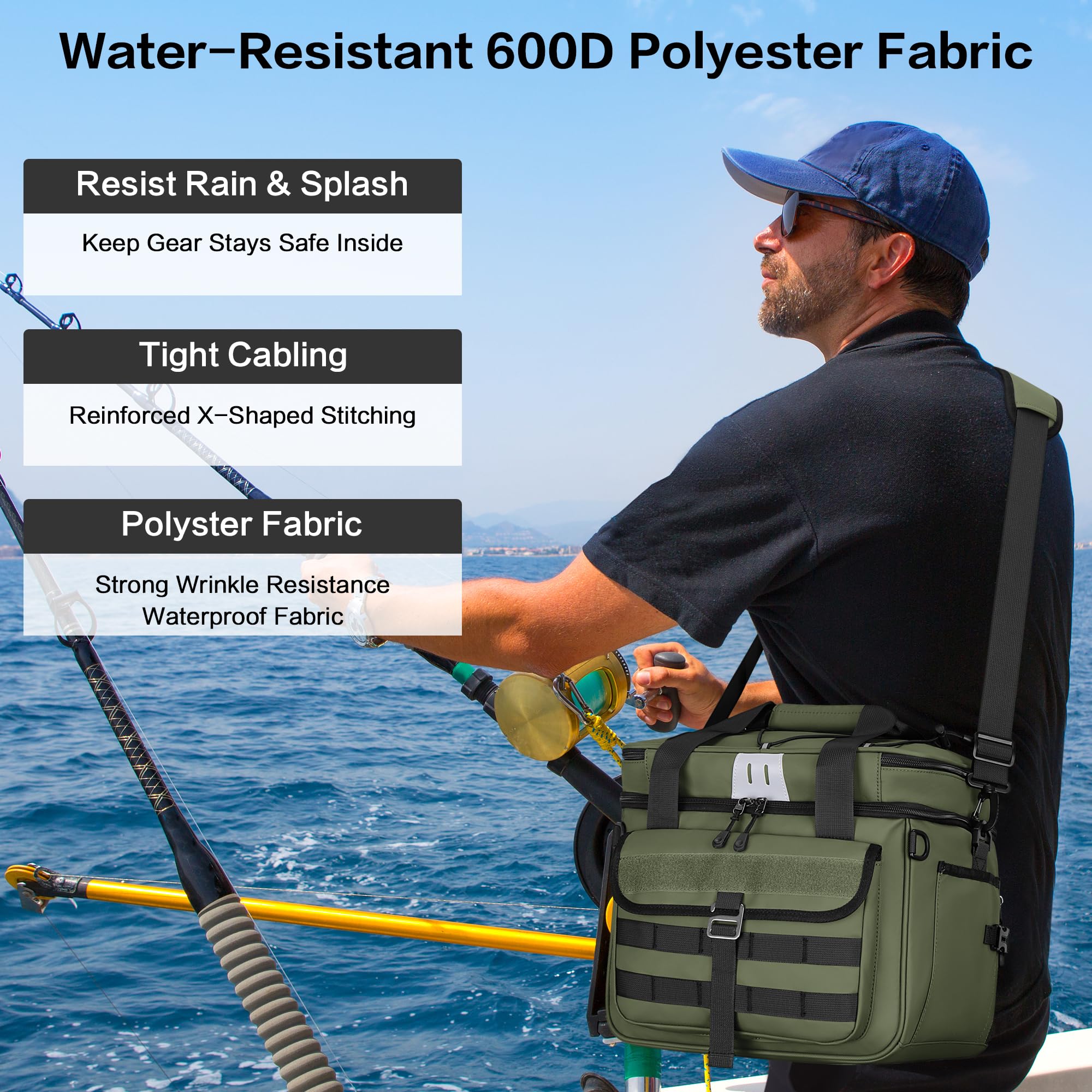 LGAG 30L padded-shoulder-strap emphasizes all-day comfort on long fishing days.