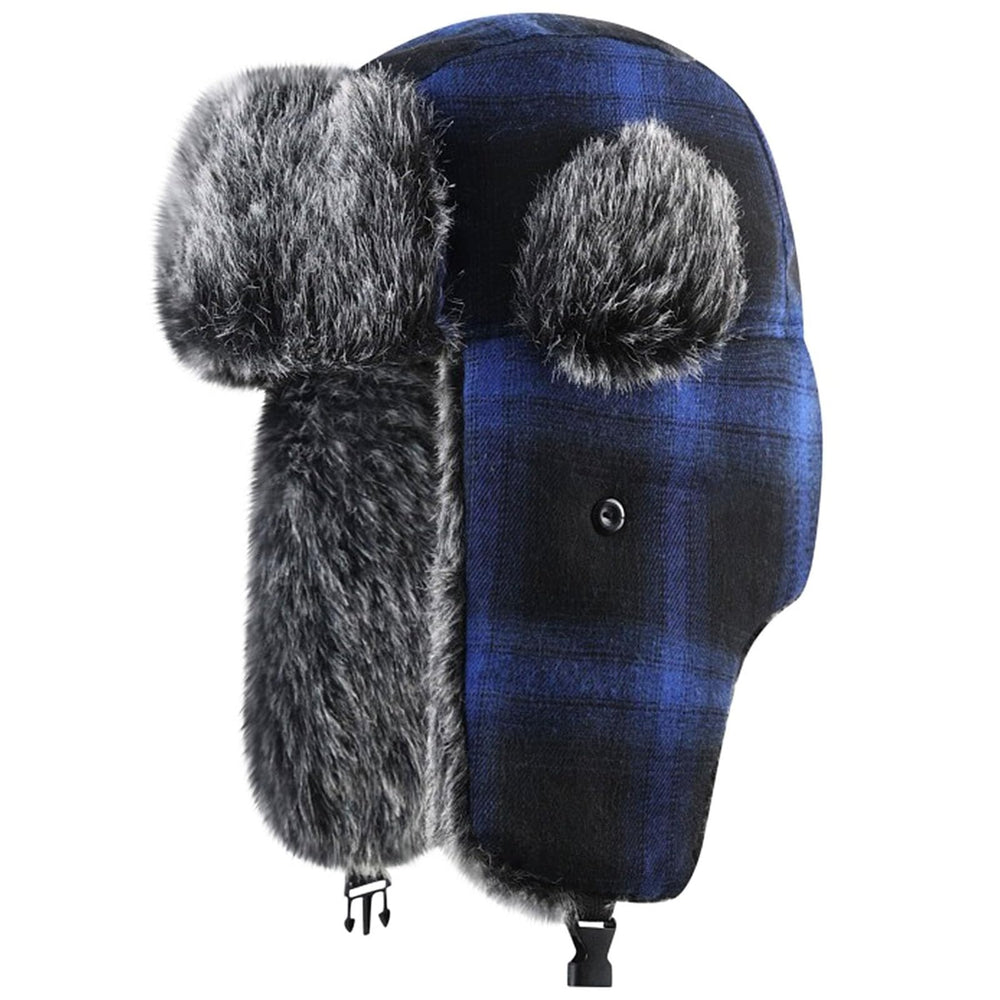LGHLMCL blue Trooper Trapper Hat with ear flaps for outdoor warmth