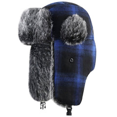LGHLMCL blue Trooper Trapper Hat with ear flaps for outdoor warmth