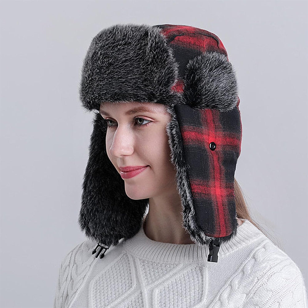 LGHLMCL Trooper Trapper Hat red winter outerwear essential for skiing outdoors.