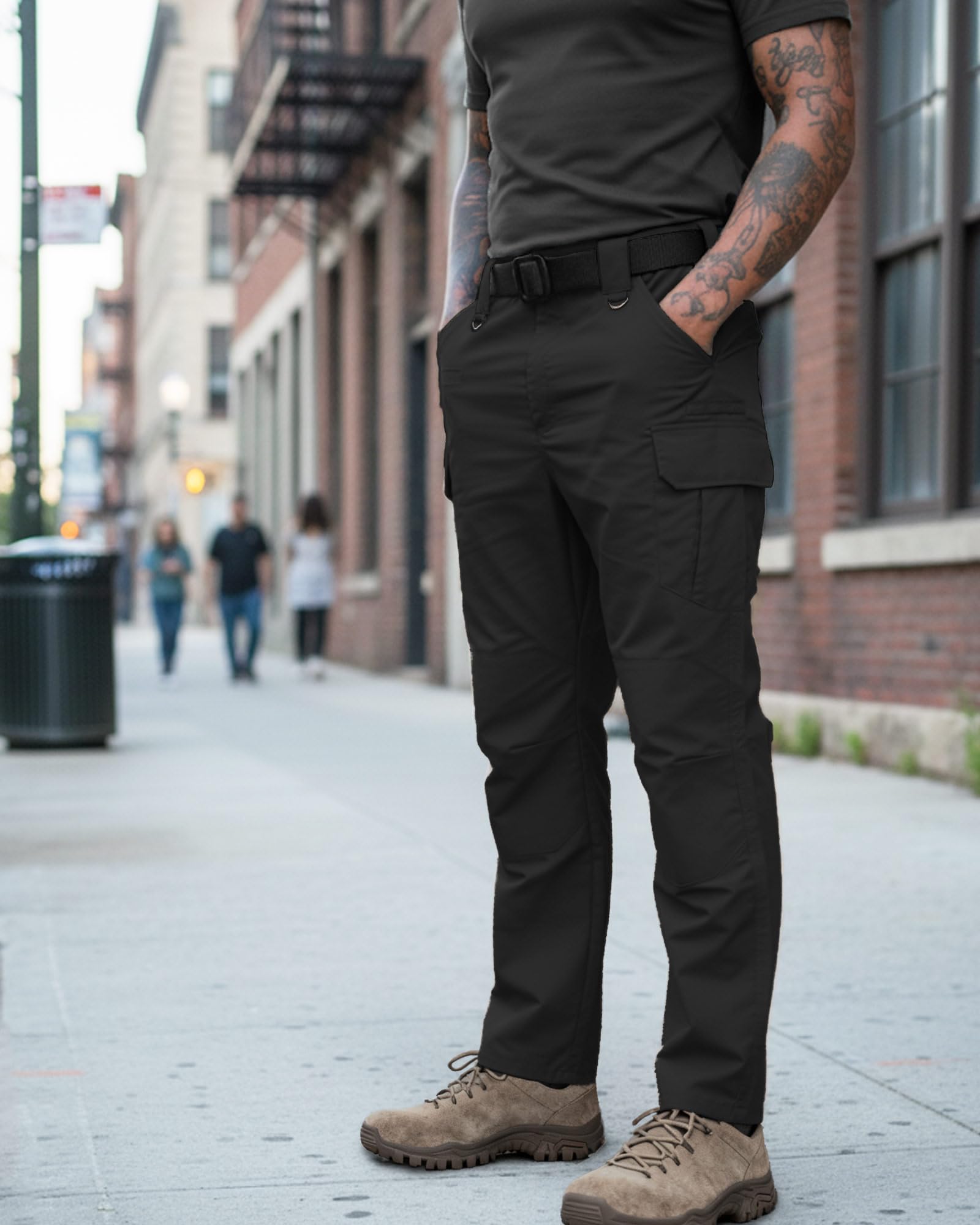 LGNTBE cargo pants back view shows secure pockets and durable construction for work