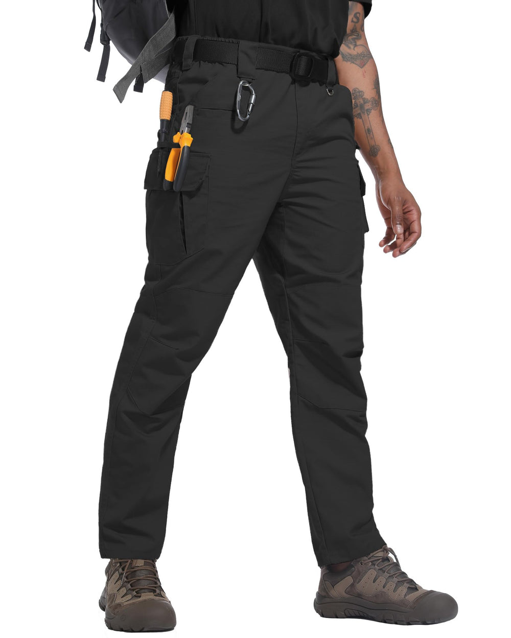LGNTBE men's cargo pants front view with rugged fabric and seven-pocket layout for gear