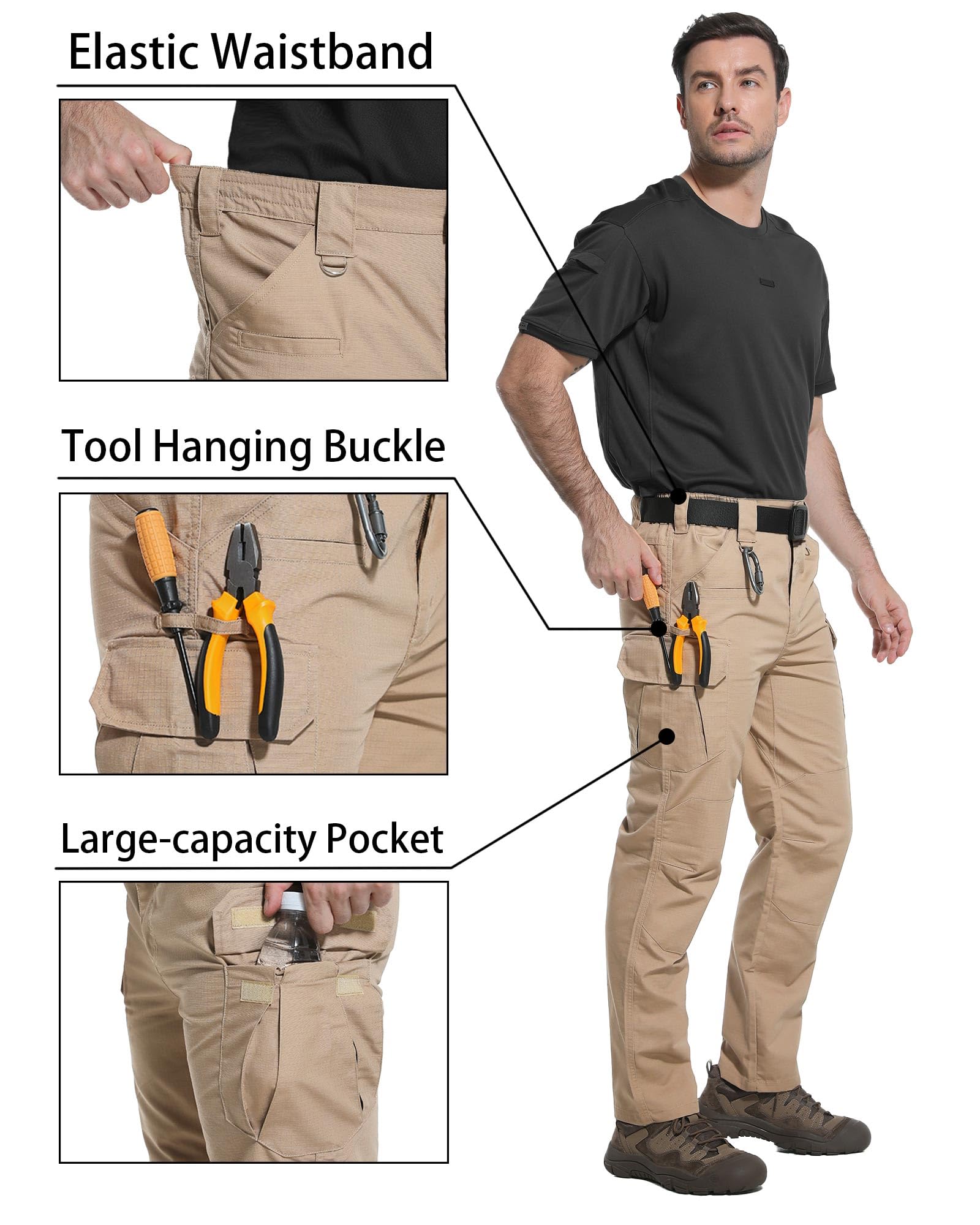 LGNTBE cargo pants with water-repellent coating for rain