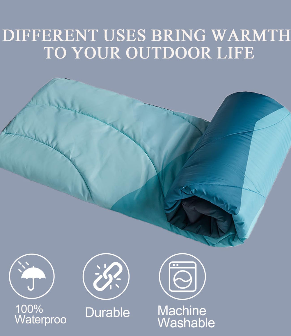 LH Outdoor Puffy Blanket packed in portable bag for quick trips.