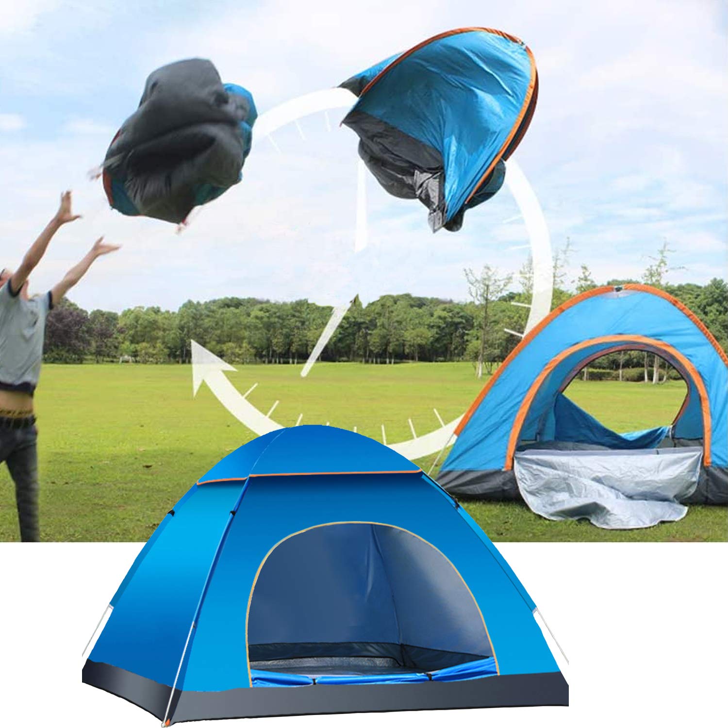 LHLHO 2-person pop-up tent setup demonstrates instant setup for quick outdoor shelter.