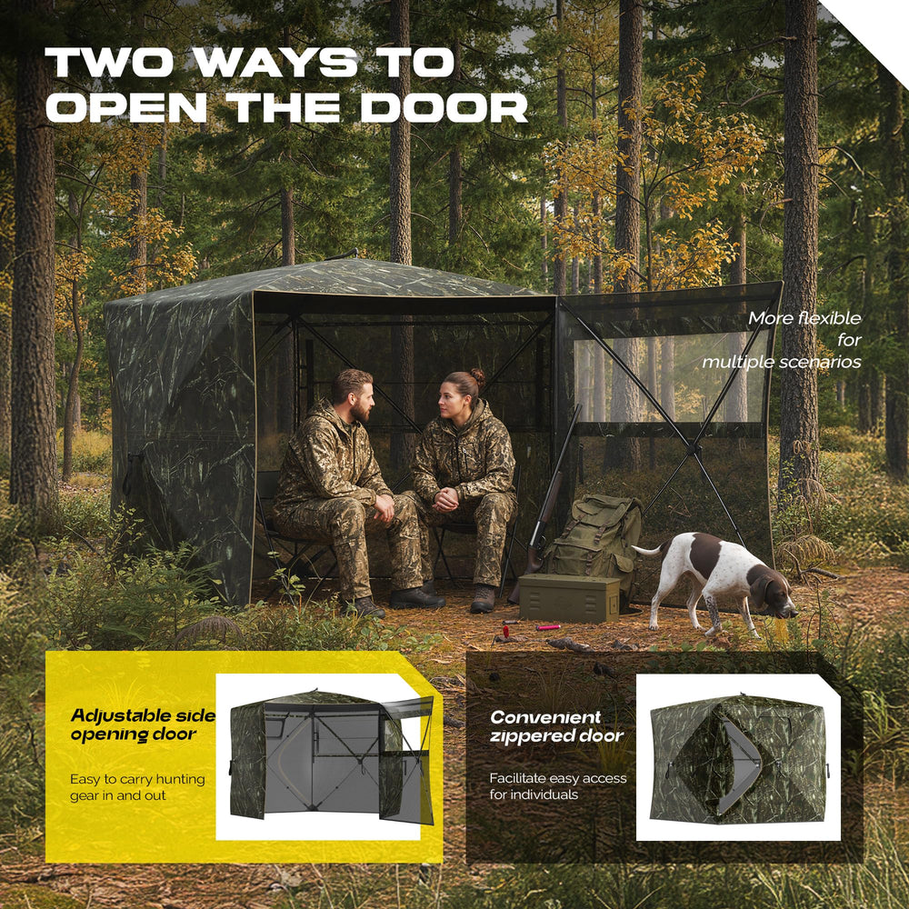 LHUTOR deer hunting spot with 4-sided one-way windows enhances concealment and view.