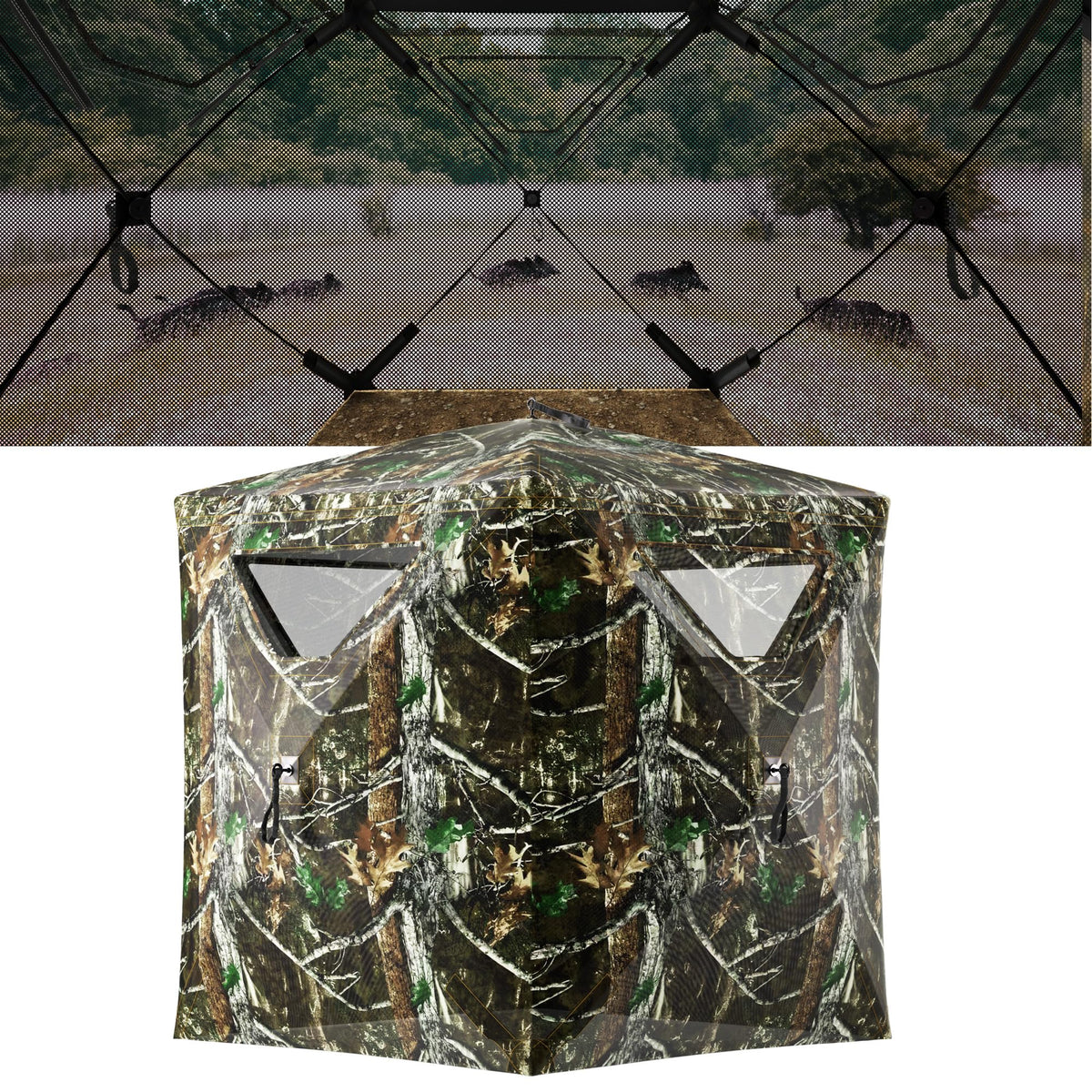 LHUTOR hunting blind with 360-degree see-through windows for versatile viewing
