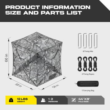 LHUTOR hunting blind spacious interior supports 2-3 hunters with comfortable space