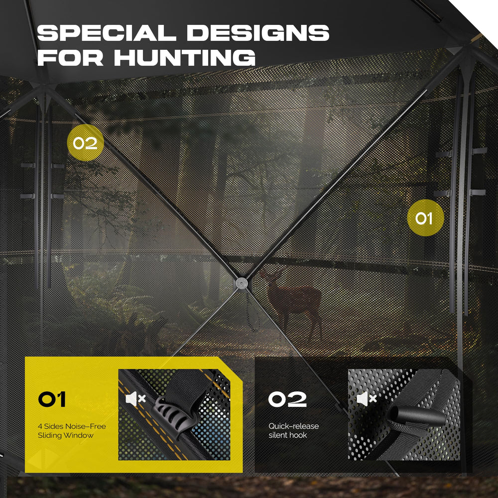 LHUTOR weatherproof hunting blind stands up to rain and wind.