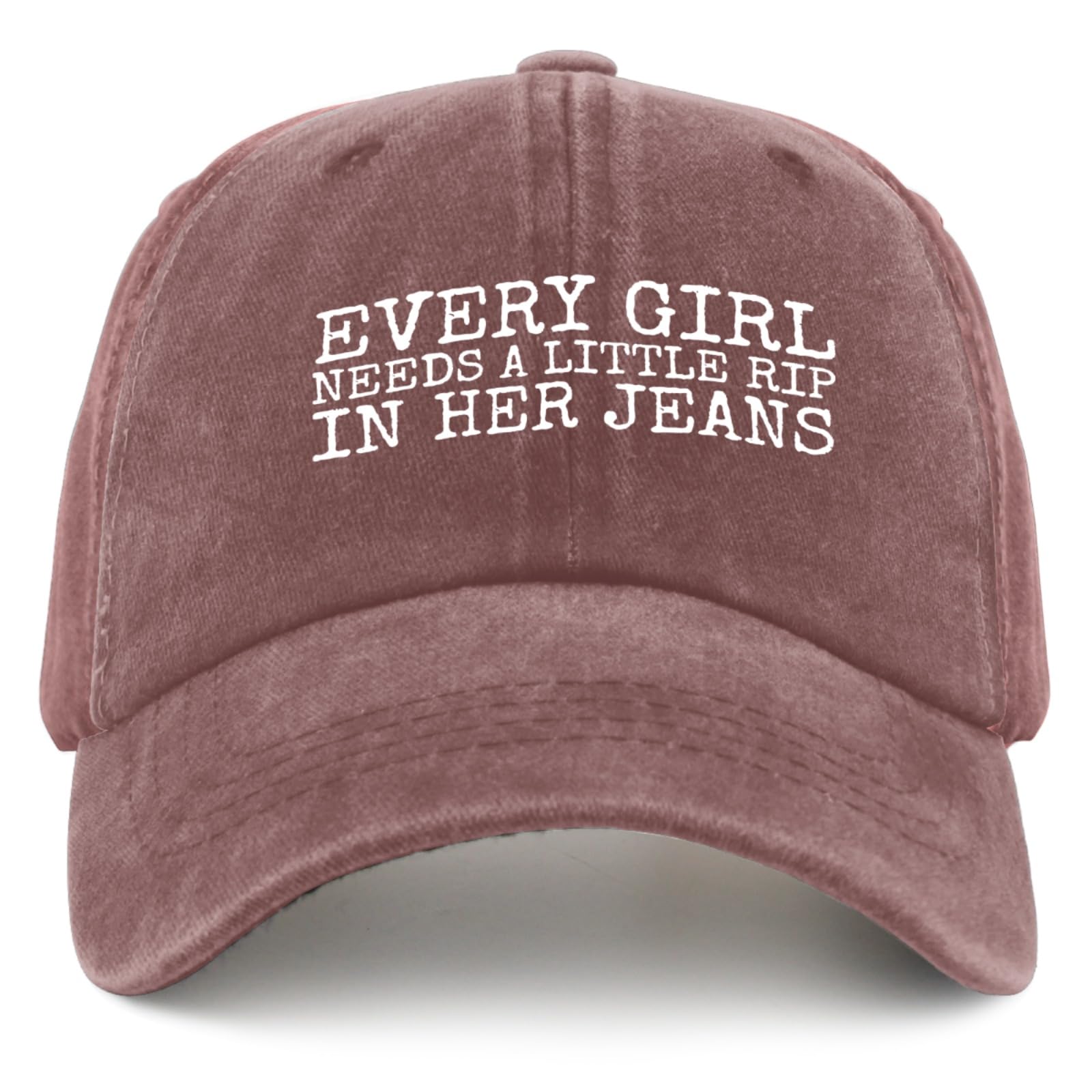 liabiliies Every Girl Rip In Her Jeans Hat front view offers sun protection and retro flair
