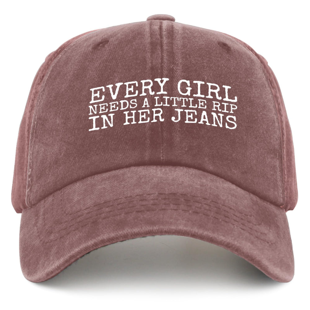 liabiliies Every Girl Rip In Her Jeans Hat front view offers sun protection and retro flair