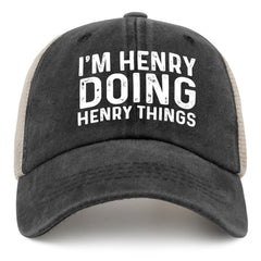 liabiliies Im Henry Doing Henry Things Hat front view, breathable trucker cap for everyday comfort