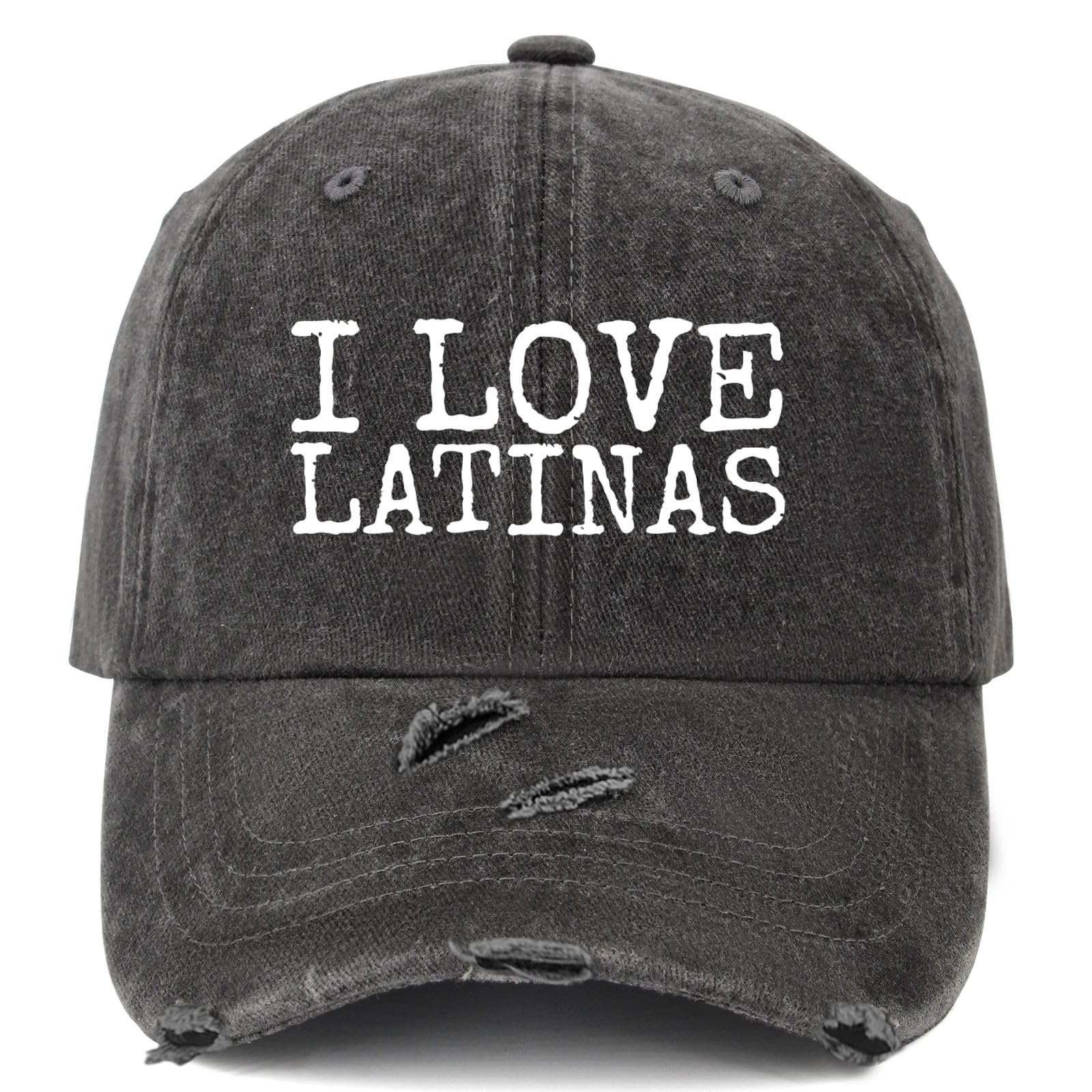 liabiliies I Love Latinas hat in washed denim for casual daily wear