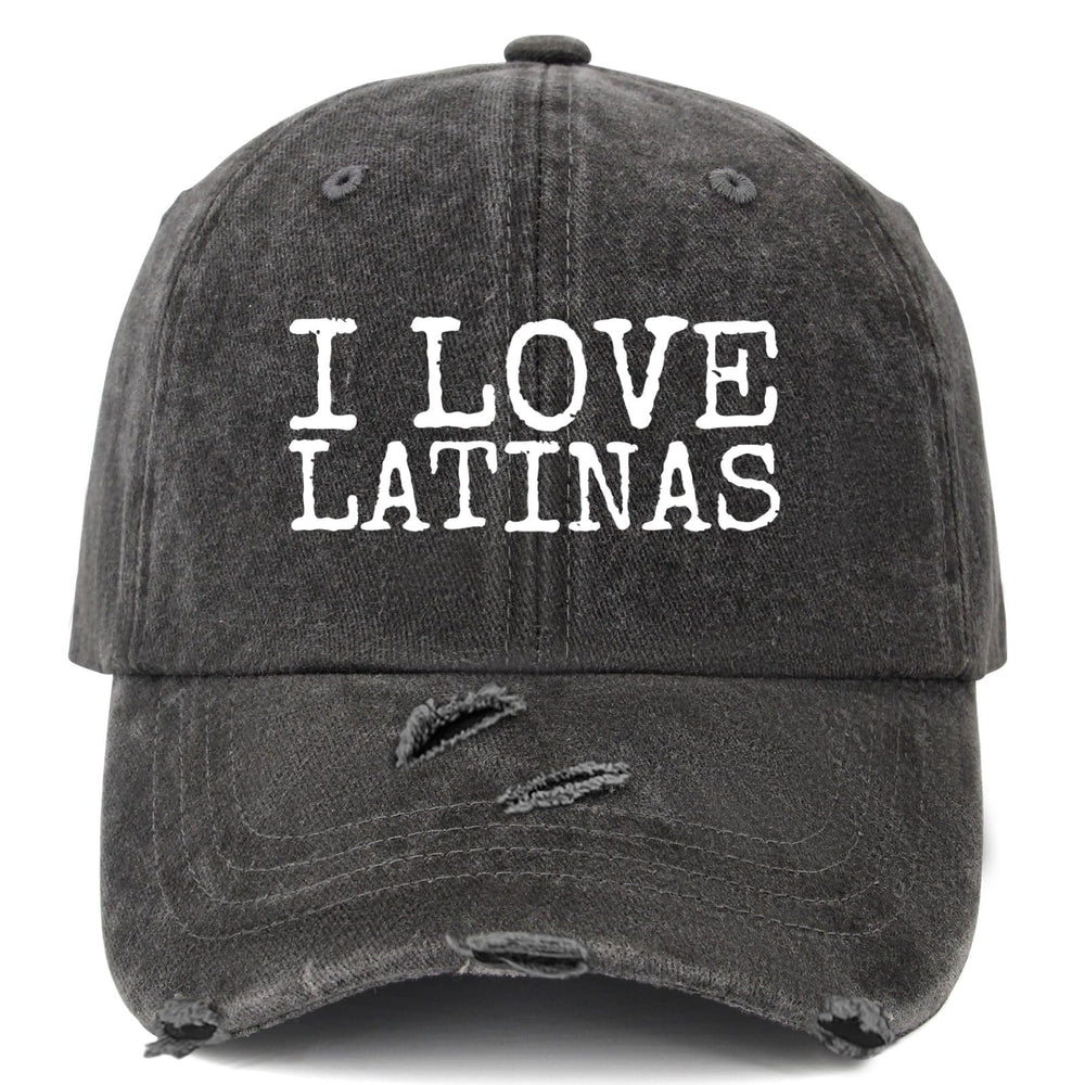liabiliies I Love Latinas hat in washed denim for casual daily wear