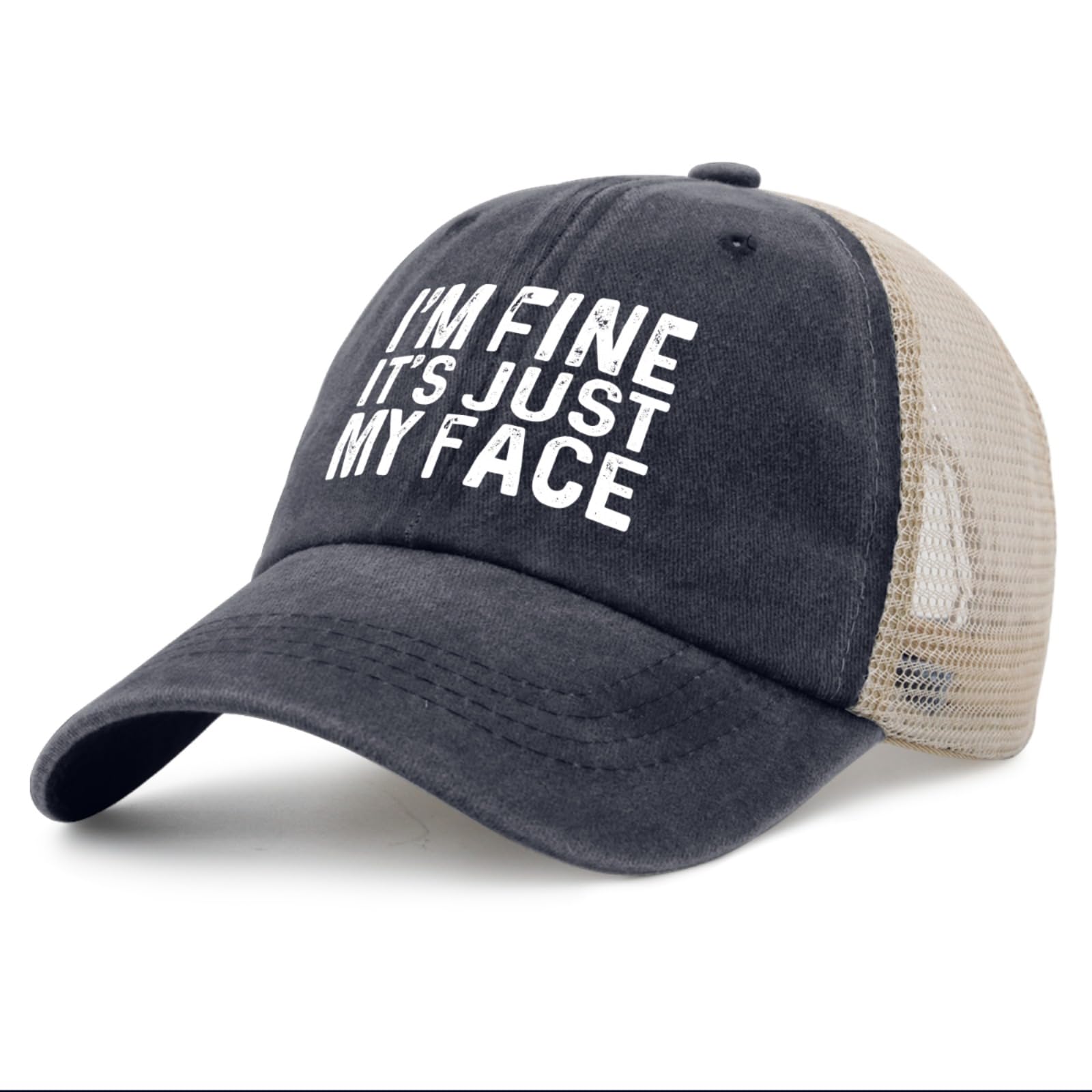 Liabiliies hat adjustable strap closeup, easy fit for all head sizes