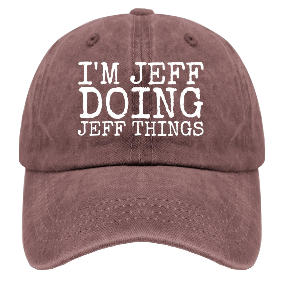 Liabiliies I'm Jeff Doing Jeff Things hat side view with adjustable strap for personalized fit